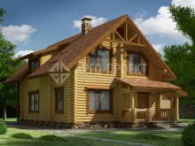 1-22 (1-25b) Деревянный дом с гаражом