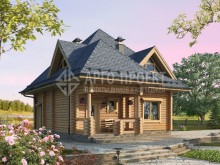 Проект дома 1-32a Экономичный деревянный дом с увеличенной гостиной