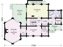 1-33 (1-20a) Деревянный дом с шестигранной верандой и цокольным этажом