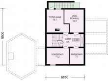 1-33 (1-20a) Деревянный дом с шестигранной верандой и цокольным этажом