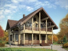 1-42b Проект экономичного деревянного дома с террасами