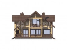 1-48 Проект традиционного деревянного дома с двумя террасами