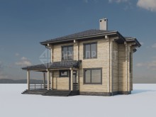 1-53 Проект двухэтажного деревянного дома с террасой