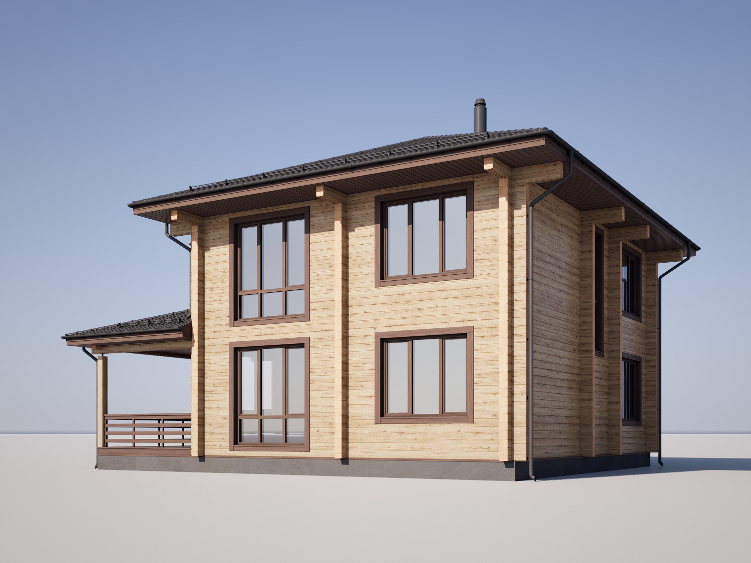 1-65 Двухэтажный деревянный дом из бруса