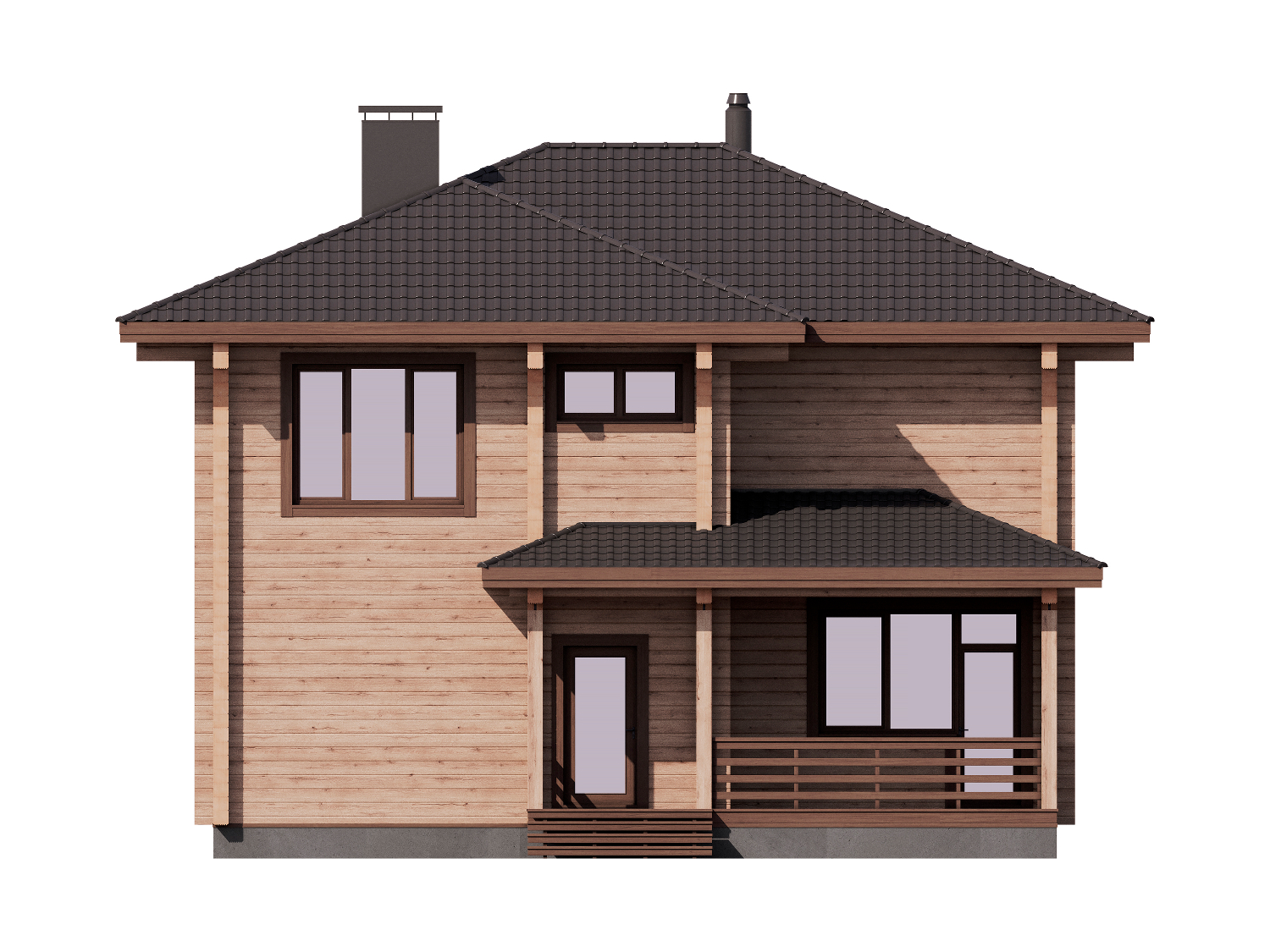 1-65 Двухэтажный деревянный дом из бруса