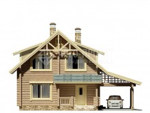 1-23 (1-25a) Деревянный дом с навесом для автомобиля