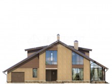 3-04 (3-01c) Загородный дом с панорамными окнами, гаражом и остекленной верандой