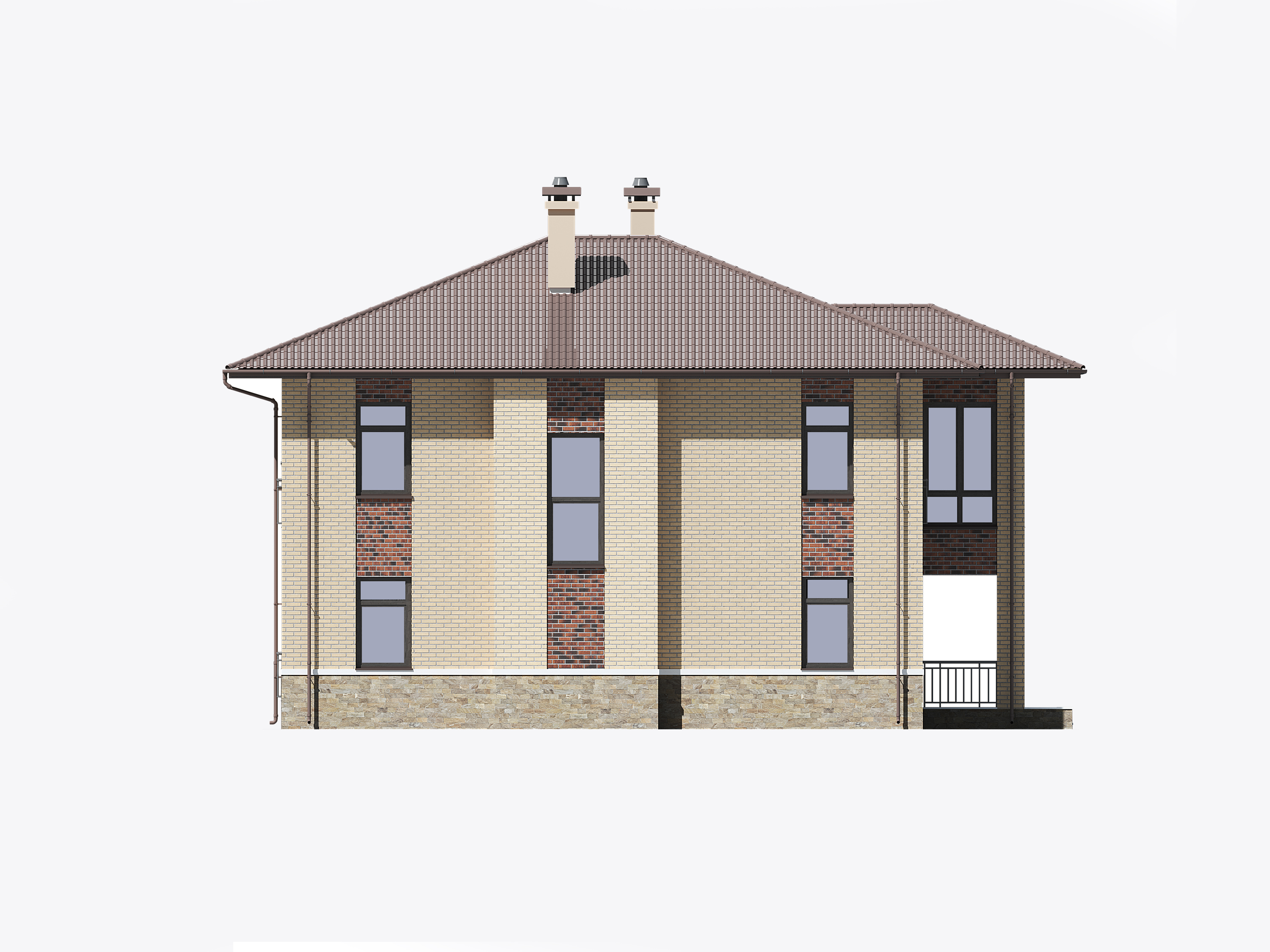3-17.1 Модификация популярного проекта двухэтажного загородного дома из газобетона с кирпичной облицовкой