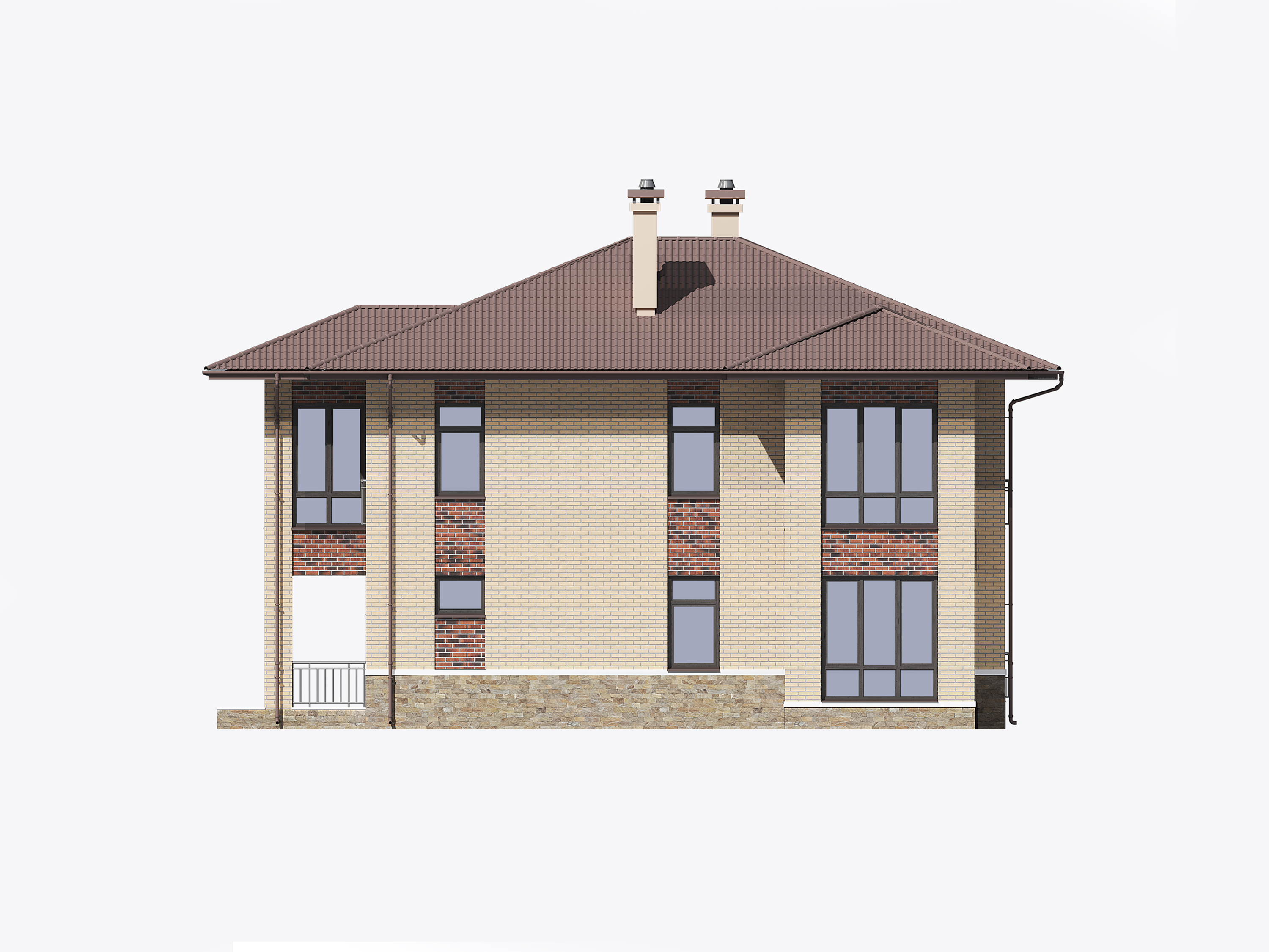 3-17.1 Модификация популярного проекта двухэтажного загородного дома из газобетона с кирпичной облицовкой