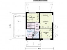 3-27h (3-13l) Проект квадратного в плане дома с гаражом и террасой