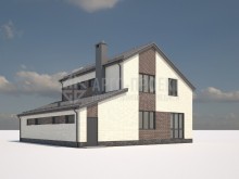 3-53a Проект двухэтажного загородного дома из газобетона с кирпичной облицовкой