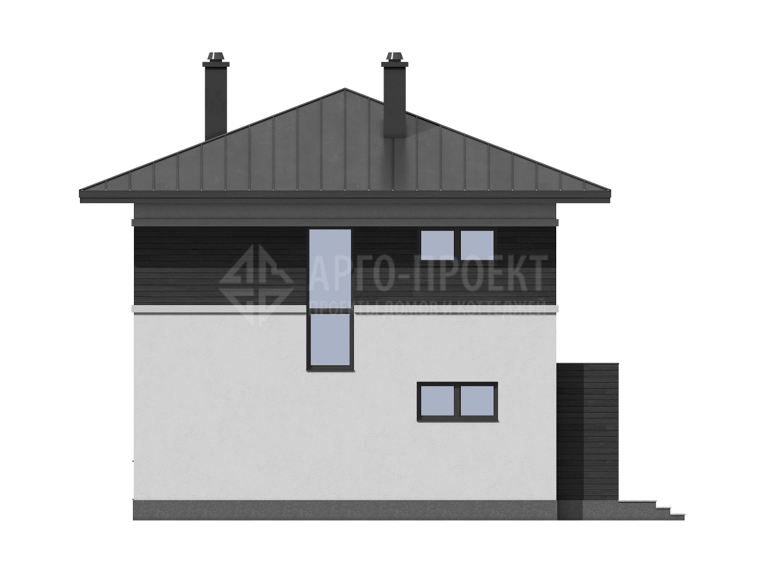 3-63 Современный двухэтажный дом из газобетона