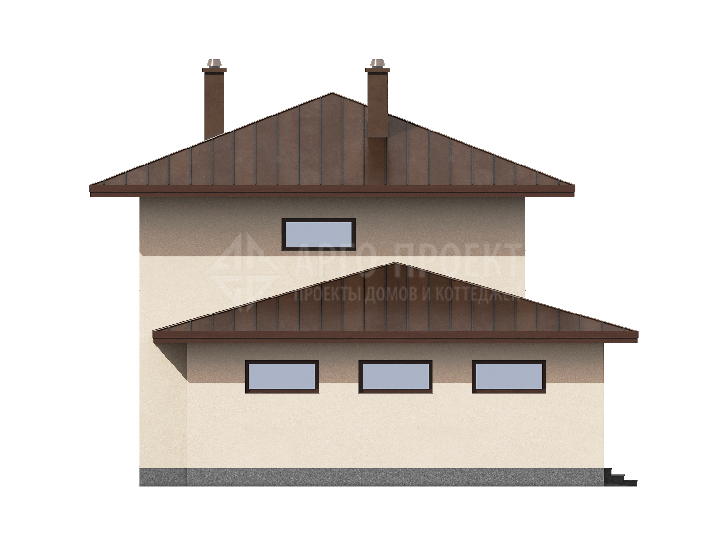 3-63b1 Современный двухэтажный дом из газобетона с гаражом
