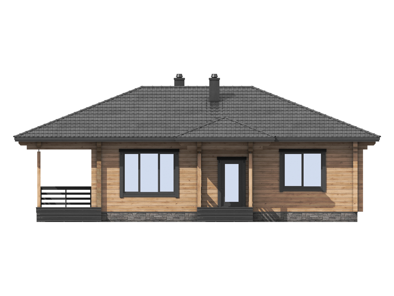 1-47b Проект одноэтажного деревянного дома для отдыха