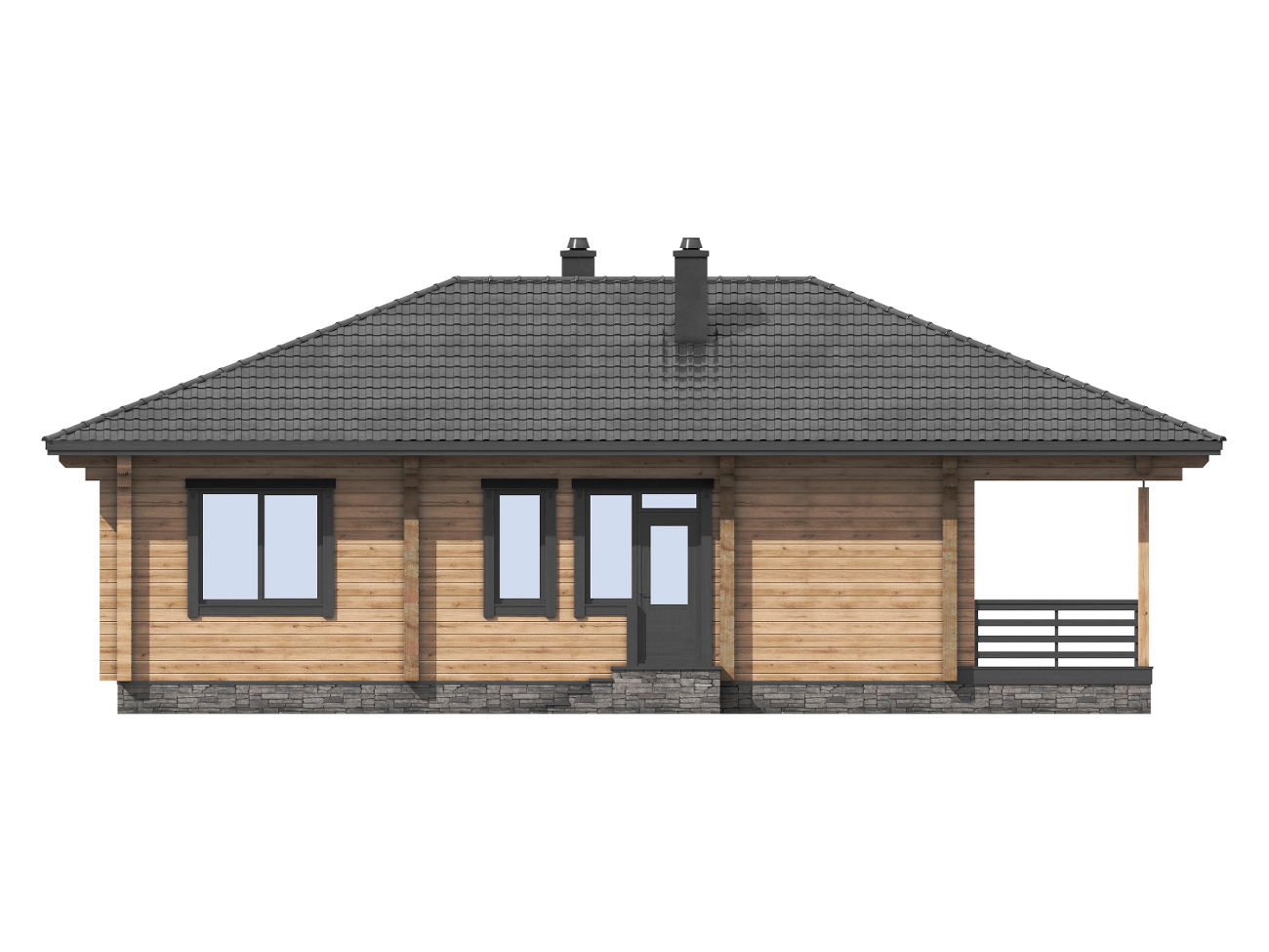 1-47b Проект одноэтажного деревянного дома для отдыха
