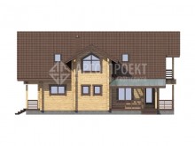 1-48 Проект традиционного деревянного дома с двумя террасами