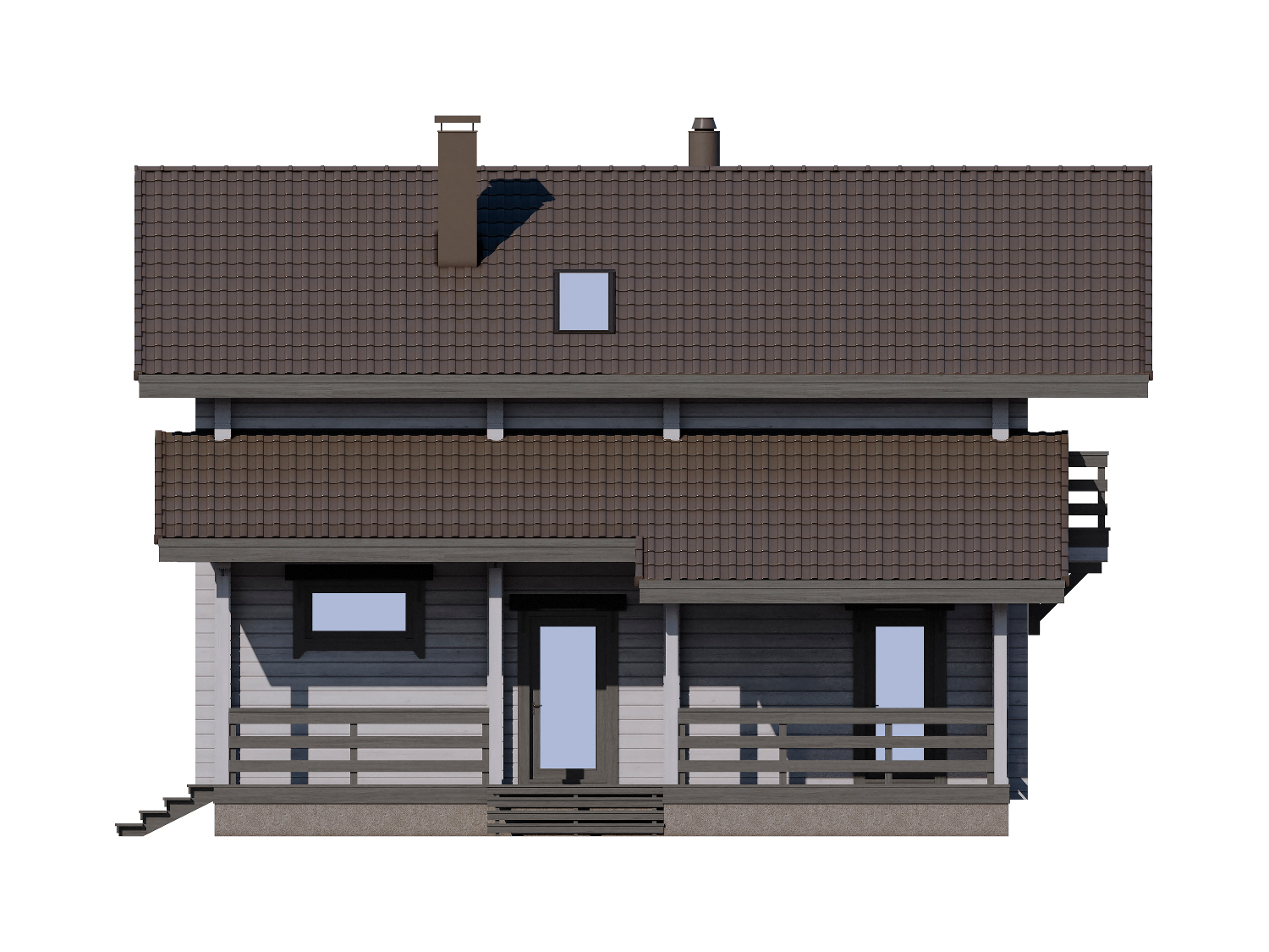1-52 Проект деревянного дома с террасой