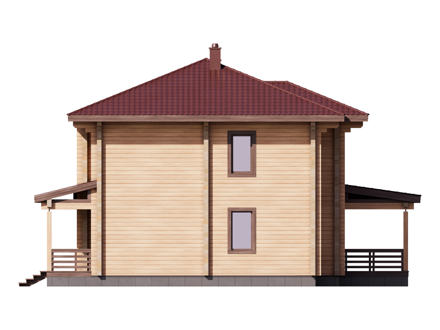 1-66 Проект двухэтажного деревянного дома из бруса