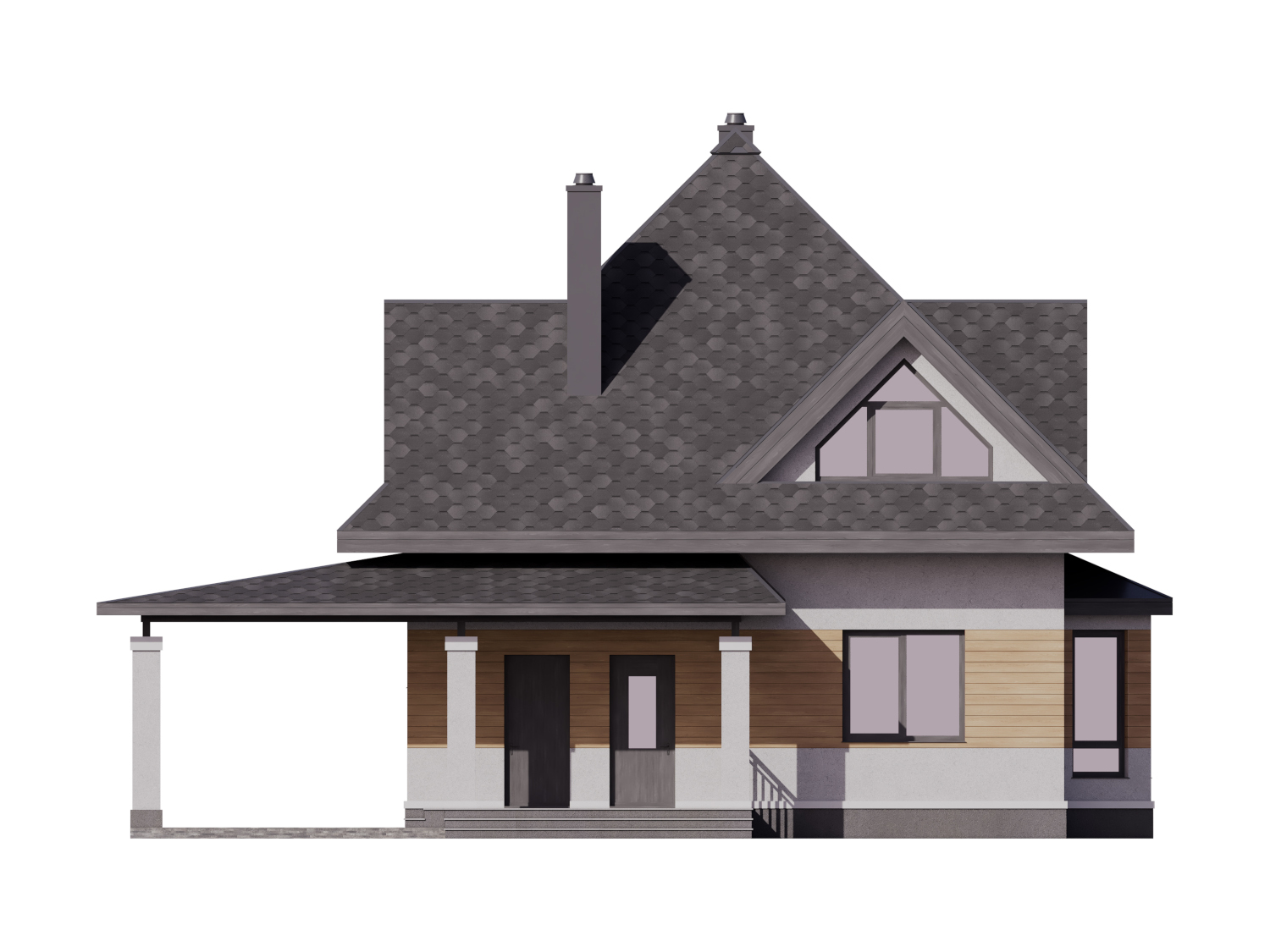 3-27e.2 (3-13n) Проект дома с шатровой крышей, террасой и навесом для автомобиля