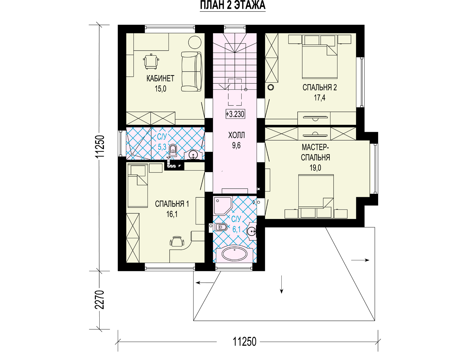 3-54 Современный двухэтажный дом из газобетона