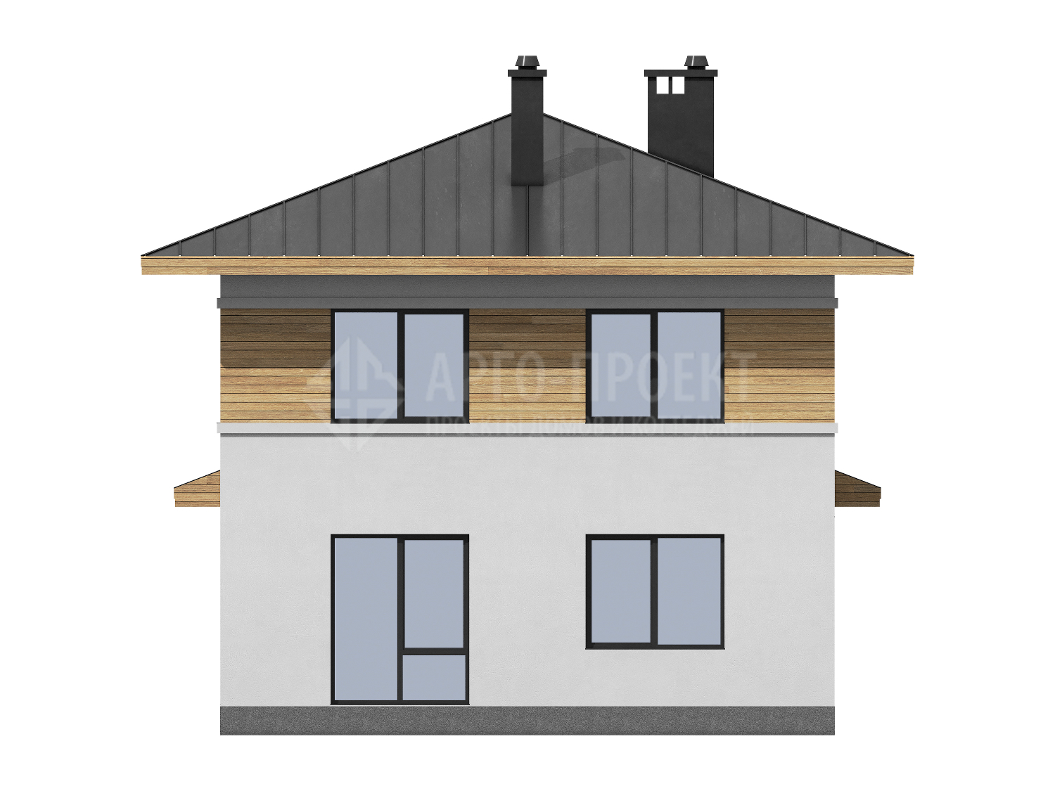 3-63a Современный двухэтажный дом из газобетона с террасой
